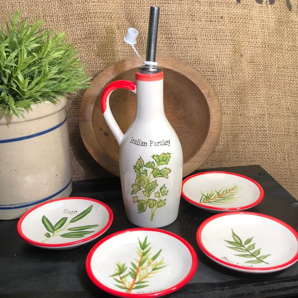 Oil Carafe Set Snacks Bread Herb Serving Set